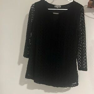 Black Mesh Sleeved Top